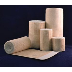 Ambra Le Roy 90250 Premium Elastic Bandage, 2" x 5 yds (Stretched) with Double Velcro Closure, Tan/ White Honeycomb, Latex Free (LF), 10/bx, 5 bx/cs