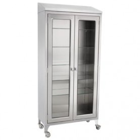 Blickman Industries 1537970000 Paul Cabinet 35 5/8"W x 79 1/4"H x 16"D, (5) Glass Shelves, (2) 3" Casters, Brake (DROP SHIP ONLY)