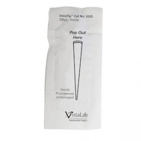 2025 VistaLab 250 µL Pipette Tips, Clear, Sterile, Individually Wrapped, 200 Tips