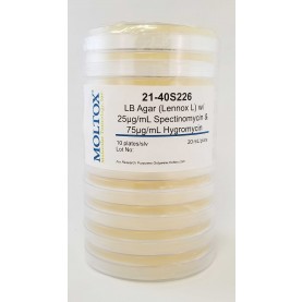 21-40S226, LB Agar Lennox, Plated Agar, 20 ml/plate, Culture Media, Moltox