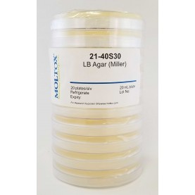 21-40S30, LB Agar 20mls/plate, Plated Agar, 20 ml/plate, Culture Media, Moltox