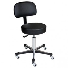 Blickman Industries 1041210225 Pneumatic Exam Stool, Black, (5) Leg, Aluminum Base, Backrest (DROP SHIP ONLY)
