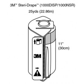 3M Health Care 1000NSR Roll Prep Drape & Dispenser, (8) 25 yds & 1 Dispenser, 8/cs (Continental US+HI Only)