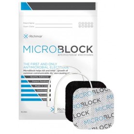Richmar 400-879-MIC MicroBlock Antimicrobial Electrodes, 2 x 3.5" Rectangle White Cloth. 4/pk, 10 pks/bg, 1 bg/cs. US Sales only.