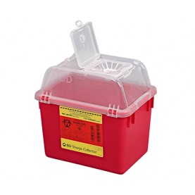 BECTON DICKINSON - VAC 305344 BD SHARPS COLLECTOR NESTABLE 8QT RED W/CLEAR FUNNEL TOP EA