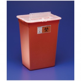 Container, 10 Gal, Red, Split Lid, Sharps Port, Large Volume, 15½"H x 12"D x 21½"W, 6/cs (15 cs/plt) (Continental US Only)