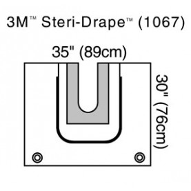 3M Health Care 1067 U-Drape, 30" x 35", U-Pouch Aperture with Adhesive, 2 Exit Ports, 5/bx, 4 bx/cs (Continental US+HI Only)