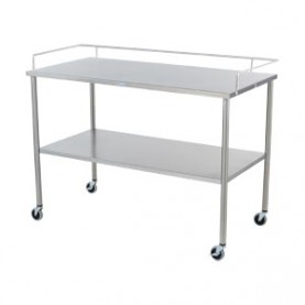 Blickman Industries 0113026000 Howard Instrument Table 30"W x 34"H x 26"D On 3" Casters, Brake, 3 Sided Guardrail (DROP SHIP ONLY)