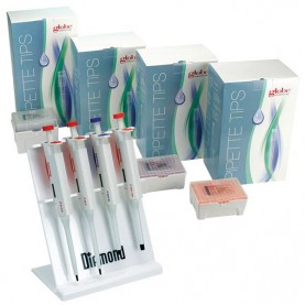 3311-ComboGlobe Scientific Diamond PRO™ Pipette Kit ,Single Channel 0.5 - 10μL, 2 - 20μL, 20 - 200μL, 100 - 1000μL Manual Adjustable Volume  Set of 4 White