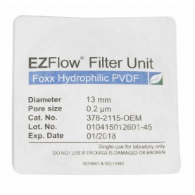 378-2115-OEM EZFlow®  Syringe Filter, 0.22µm Hydrophilic PVDF, 13mm, Sterile, 100/pack, Foxx Life Sciences