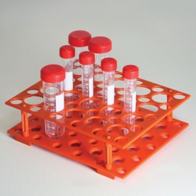 Globe Scientific 50-Well Centrifuge Tube Rack, Fits 15 and 50 mL Tubes, Orange