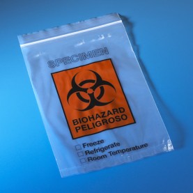 4919 Globe Scientific Biohazard Specimen Transport Bag , Polyethylene, 6" W   X   9" H, Ziplock Closure  (Pack of 1000)