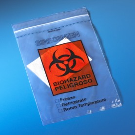 4922 Globe Scientific Biohazard Specimen Transport Bag , Polyethylene, 6" W   X   10" H, Ziplock Closure  (Pack of 500)