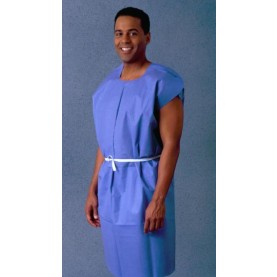 TIDI Products, LLC 980831 Patient Gown, 30" x 42", Medium, Blue, Non-Woven, Dexter Material, Crepe Exterior, 50/cs