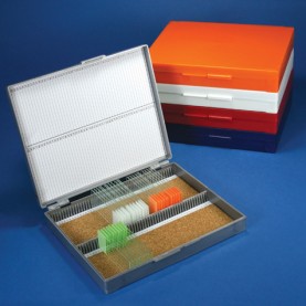 513079AST Globe Slide Storage Box,for 100 slides, 5 boxes, Various Colors