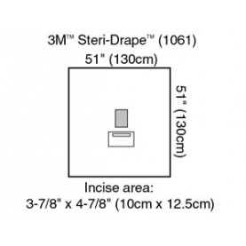 3M Health Care 1061 Medium Drape with Incise Film & Pouch, 51" x 51", 10/bx, 4 bx/cs (Continental US+HI Only)