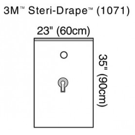 3M Health Care 1071 Urology Drape, 23" x 95", Adhesive Strip, 2" Circle Aperture, Finger Cot with Adhesive, 10/bx, 4 bx/cs (Continental US+HI Only)
