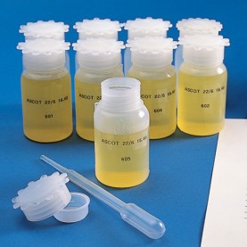 600411-12 Globe Scientific Round, Wide Mouth LDPE 500 mL Bottle, with Polypropylene Screwcap, Molded Graduations (Pack of 12)