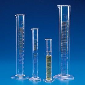 601573-1 Globe Scientific Graduated Cylinder, 100 mL, PMP (TPX), Class B, 249 mm Height, Hexagonal Base, Molded Graduations (Pack of 1)