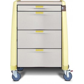 Capsa Healthcare AM10MC-EY-N-DR103 Standard Cart, 43" H X 24" D X 31" W, Extreme Yellow, No Lock, (1) 3" Drawer, (3) 10" Drawer (DROP SHIP ONLY)