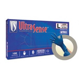 Ansell US-220-XL Exam Gloves, PF Nitrile, Textured Fingers, Blue, X-Large, 100/bx, 10 bx/cs (US Only)