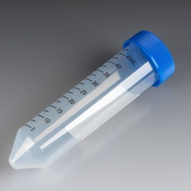 6288 Globe Scientific 50 mL Centrifuge Tube, Blue Flat Top Screw Cap, Printed Graduations, Sterile, Polypropylene (Case of 500, 25 Tubes/Bag)