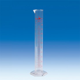 V64714 BrandTech Graduated Cylinder, 25 mL, PMP, Class A, 170 mm Height, Hexagonal Base, Molded & Screened Graduations (Pack of 2)