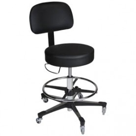 Blickman Industries 1041212025 Deluxe Pneumatic Exam Stool, Height Adjustable (22" - 29"), Black, (5) Leg, Aluminum Base (DROP SHIP ONLY)