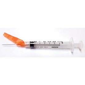 Exel Corporation 27111 Safety Syringe (3 mL) w/ Safety Needle (25G x 1"), 50/bx, 8 bx/cs (50 cs/plt)