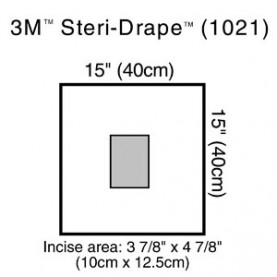3M Health Care 1021 Small Drape with Incise Film, 15" x 15", 10/bx, 4 bx/cs (Continental US+HI Only)