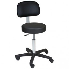Blickman Industries 1041201325 Economy Pneumatic Exam Stool, Black, (5) Leg, Black Composite Base, Backrest (DROP SHIP ONLY)