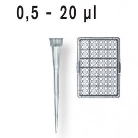 DISCONTINUED BrandTech 732244 0.5-20 µL Pipette Tip, Sterile 960 Tips, Nested Rack