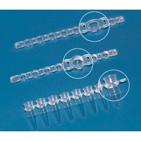 BrandTech 781327 0.2 mL PCR 8-Tube Strip, Clear, Snap Caps
