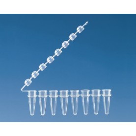 BrandTech 781330 0.2 mL PCR 8-Tube Strip, Clear, Dome Caps