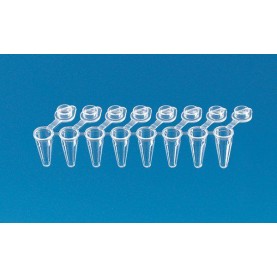 BrandTech 781333 0.15 mL PCR 8-Tube Strip, Clear, Snap Caps, Low-Profile
