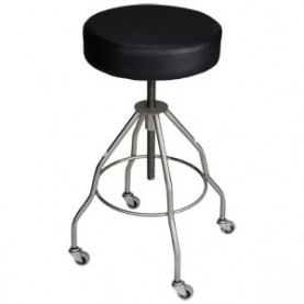Blickman Industries 1027714125 Passaic Revolving Stool, 15" Diameter, Upholstered Seat, Black, (4) Leg, (2") Casters (DROP SHIP ONLY)