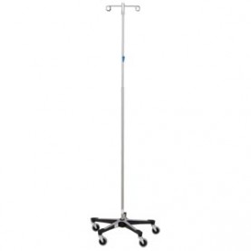 Blickman Industries 0517794000 IV Stand, 2 Hook w/Thumb Operated Slide Lock w/5 Leg Base (DROP SHIP ONLY)