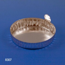 8307 Globe Scientific Round Weighing Dish, Silver, 2.0 g, Crimped with Side Tab (Pack of 1000)