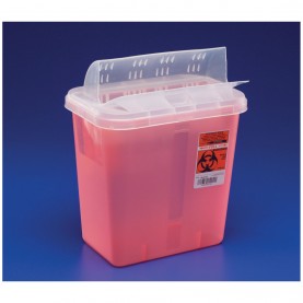 Sharps Container, Always-Open Lid, 12 Qt, Transparent Red, 16¼"H x 6"D x 13¾"W, 10/cs (Continental US Only)