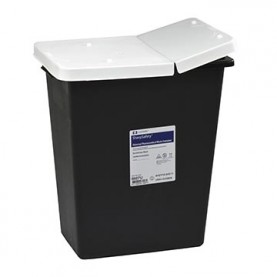 Universal Pharmaceutical Waste Container, Hinged Lid, Black, 18 Gallon, 5/cs (Continental US Only) (Item on Manufacturer Backorder - Inventory Limited when Available)