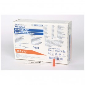 Insulin Safety Syringe, 1mL, 29G x ½", 50/bx, 10 bx/cs (Continental US Only)