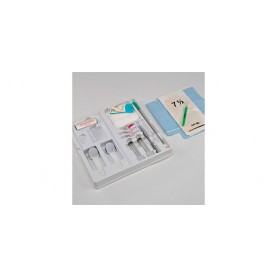 Thoracostomy Procedure Tray, Includes: (2) 12cc Syringes w/Caps, (1) 25G x 5/8" Needle, (1) 20G x 3 1/2" Needle, (2) 20G x 1 1/2" Needle, (1) Scalpel w/#11 Blade, (1) 2 1/2" #96 Keith Cutting Needle w/Attached 0 Silk Suture, (4) 4" x 4" Gauze Sponges, (2)