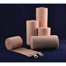 Ambra Le Roy 72250 Premium Elastic Bandage, 2" x 5 yds (Stretched) with Double Clip Closure, Tan, Latex Free (LF), 10/bx, 5 bx/cs