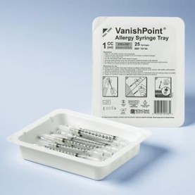 Retractable Technologies, Inc 10134 Allergy Tray, Safety Syringe, 1ml, 27G x 1/2", 25/tray, 40 tray/cs