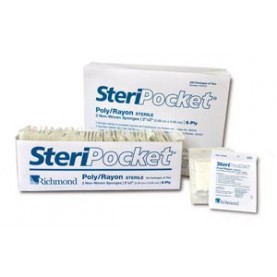 Richmond Dental 303120 SteriPocket Sponge, Non-Woven, 8-Ply Rayon/ Poly, 2" x 2", Sterile, 2/pk, 200 pk/bx