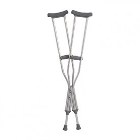 Crutch Axillary, Push Button, Adjustable, Aluminum, Youth, 4' 6" - 5' 2", 300 lb Capacity, 8 pr/cs (Continental US Only)