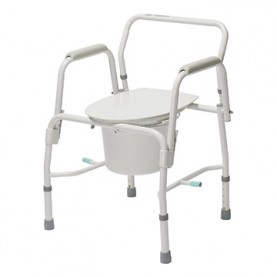 Patient Commode with Lid, Drop Arm, Steel Powder Coat, 10 Qt Bucket, 19-23.5", 300 lb Weight Capacity, 2/cs (Continental US Only)