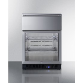 Accucold SCR615TDCSS 24" Wide Built-In Commercial Beverage Refrigerator With Top Drawer