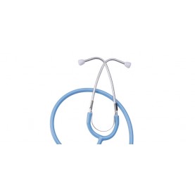 Stethoscope, Plastic with Anodized Aluminum Chest Piece, Pediatric, Light Blue, Single-Use, 10/bx, 10 bx/cs (Continental US Only)