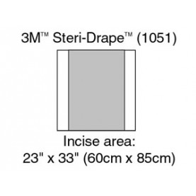 3M Health Care 1051 Incise Drape, Overall 32" x 33", Incise 23" x 33", 10/bx, 4 bx/cs (Continental US+HI Only)